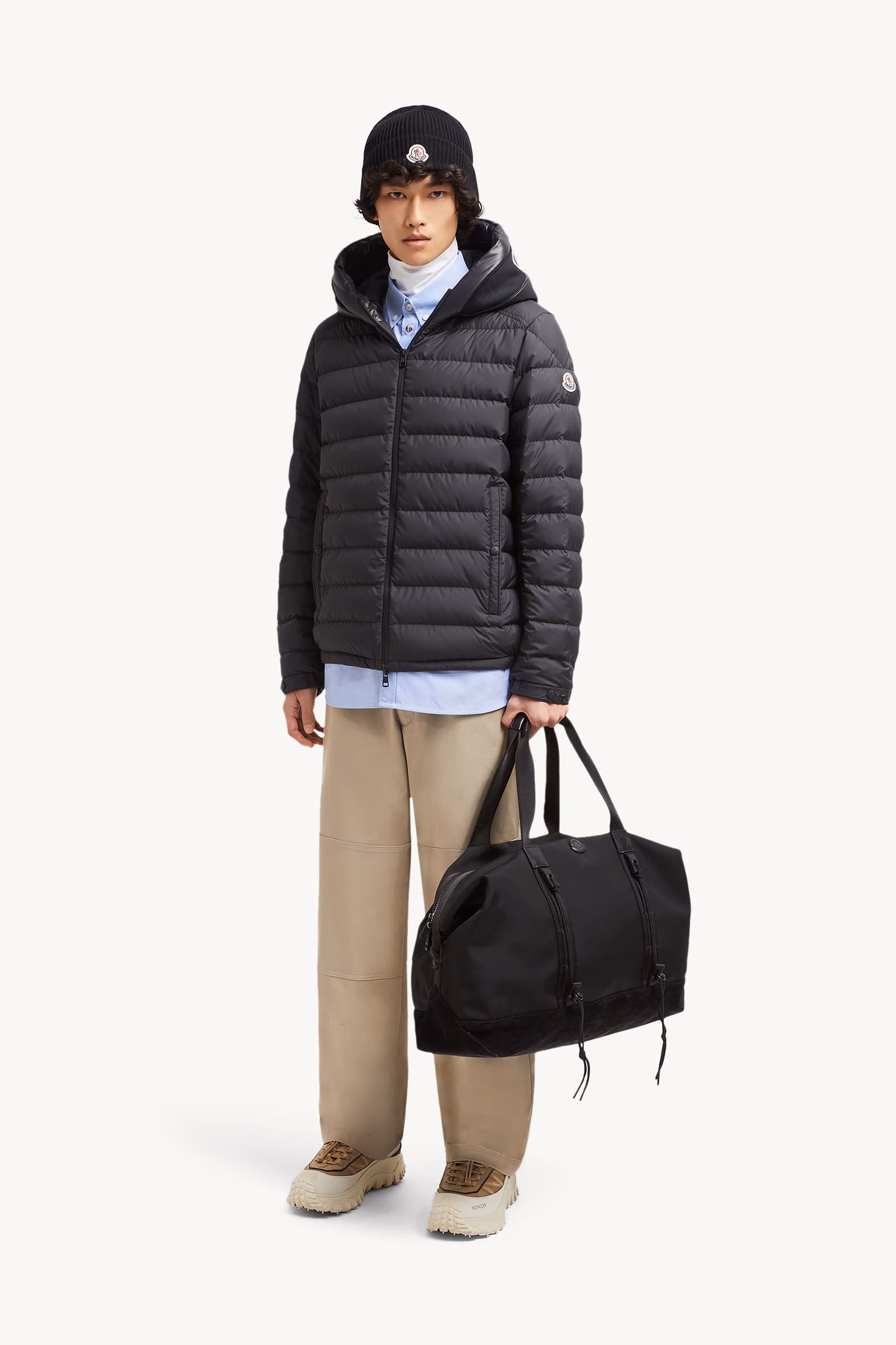 Doudoune courte Chevrerie à capuche Hommes Noir Moncler 0
